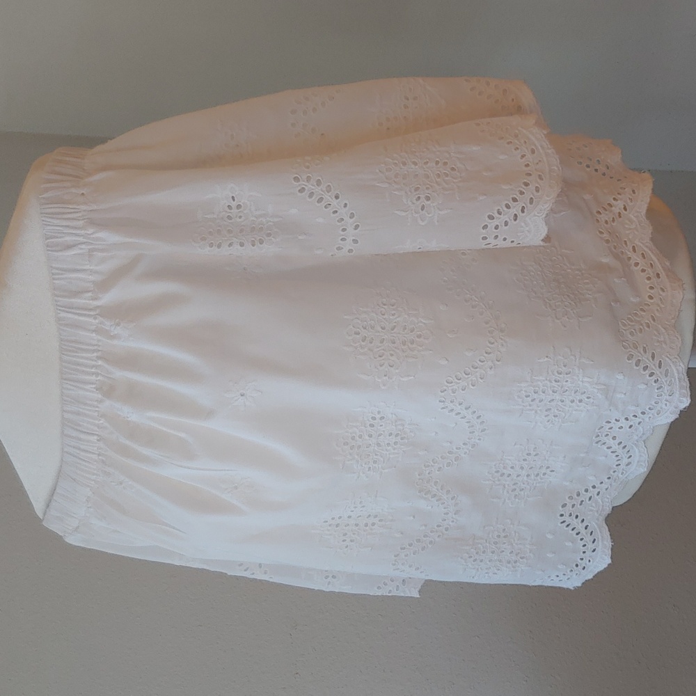 Saks Fifth Avenue White Cotton Eyelet 3/4 Sleeve Off Shoulders Top Women's Med - Picture 3 of 15